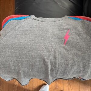 Aviator Nation Gray Sweatshirt with Pink and Blue Accents